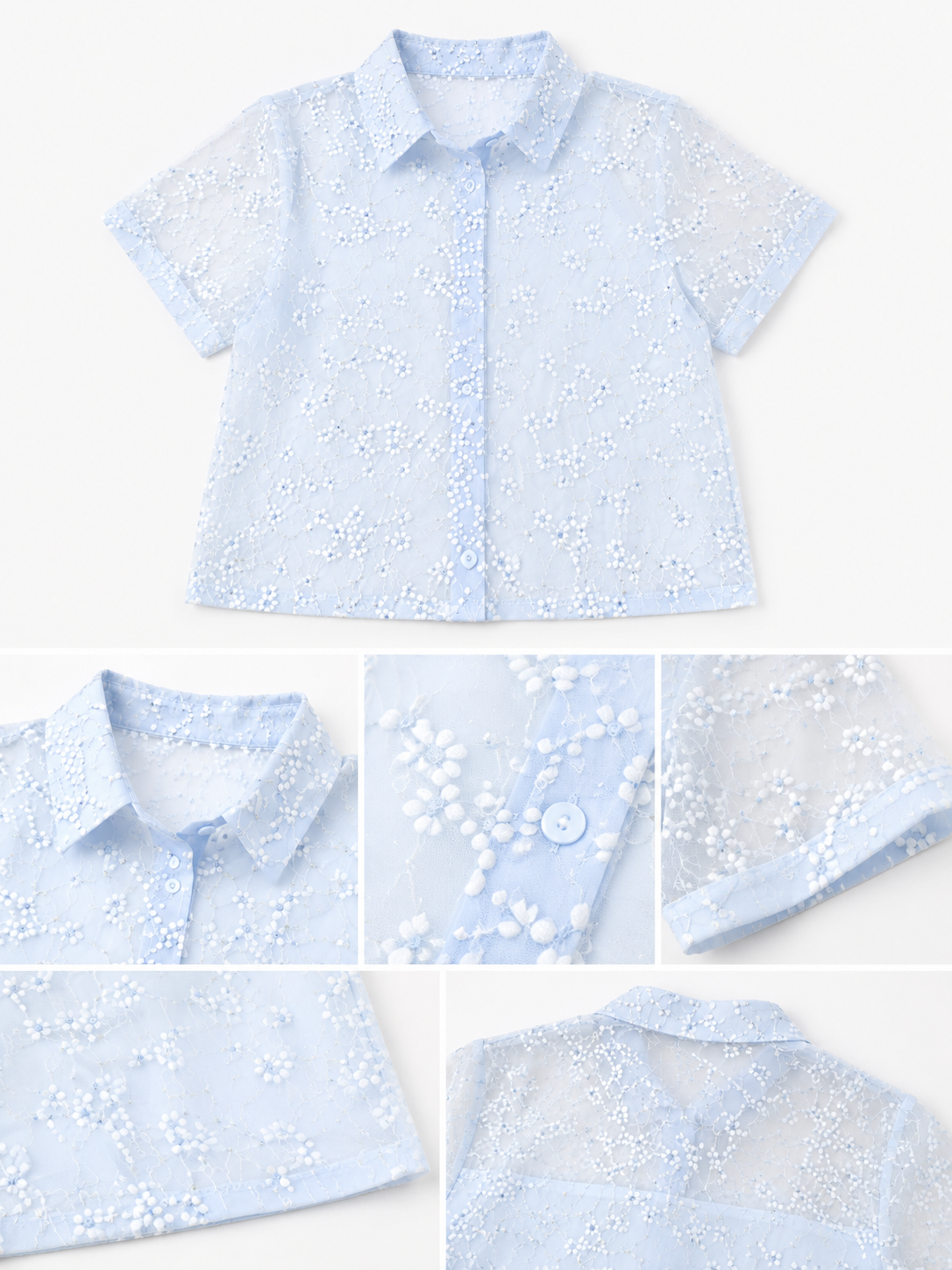Sky Bloom Lace Shirt With inner top