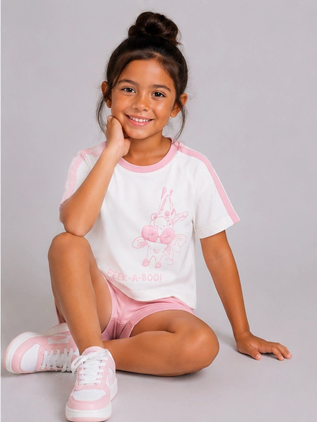 Girls Girrafe cotton oversized t-shirt