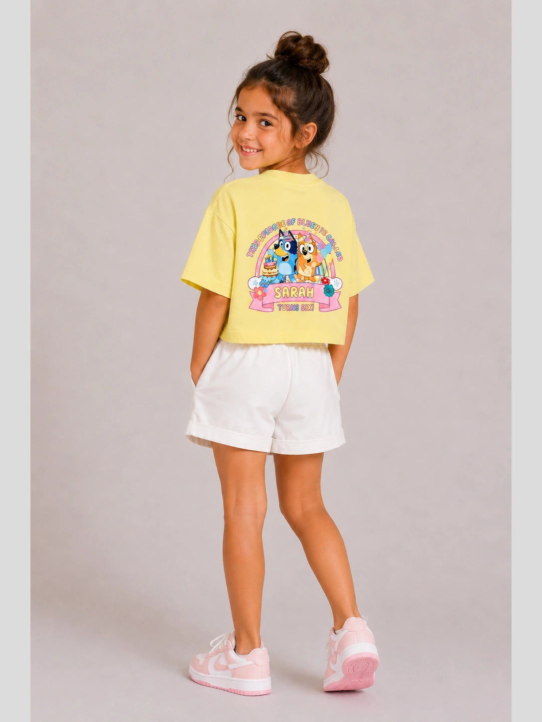Girls Yellow Birthday Crop T-shirt